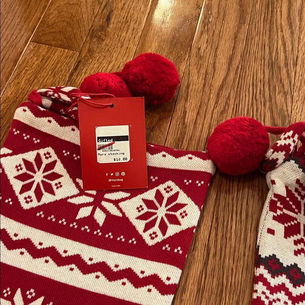 NWT Set of 2 Myra Bag Nordic Red & White Christmas Stockings